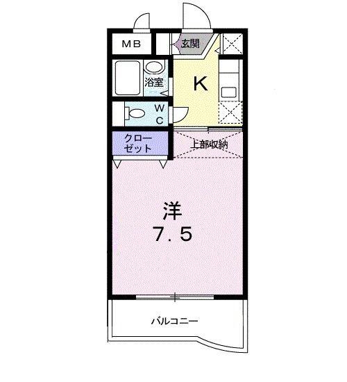 エクセレント由布(1K/2階)の間取り写真