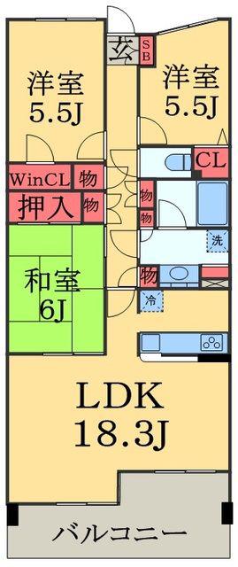 リーベスト西千葉(3LDK/8階)の間取り写真