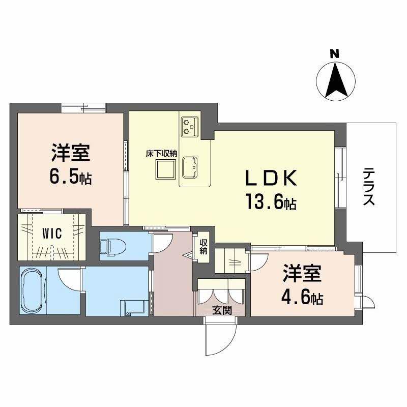 シャーメゾンフラット ヒル(2LDK/1階)の間取り写真