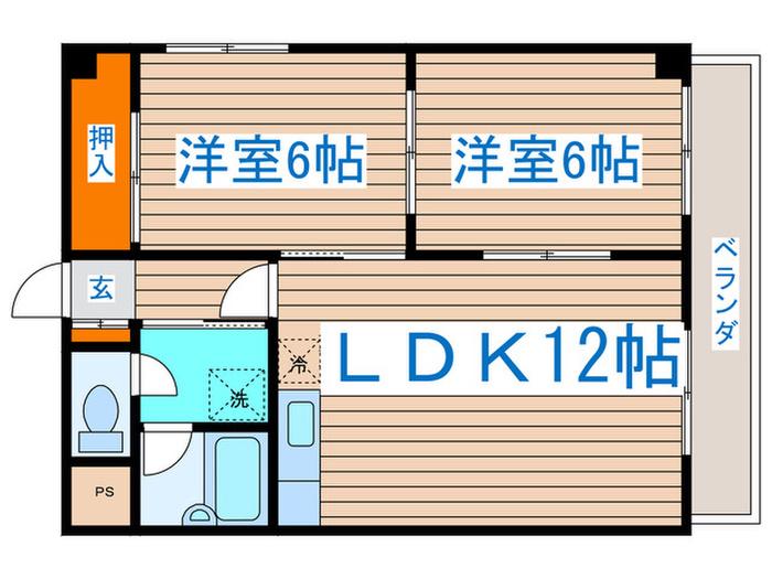 リーフレット大通(2LDK/5階)の間取り写真