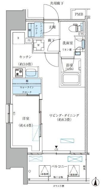 パークアクシス西大島コンフォートスクエア(1LDK/6階)の間取り写真
