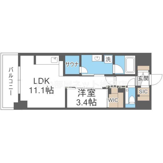 コンフォリア・リヴ博労町一丁目Q(1LDK/14階)の間取り写真