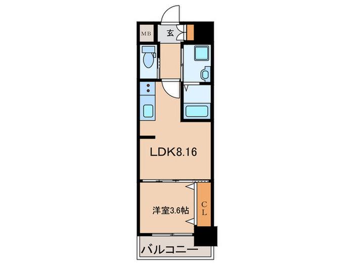エルザグランツ黄金(1LDK/12階)の間取り写真