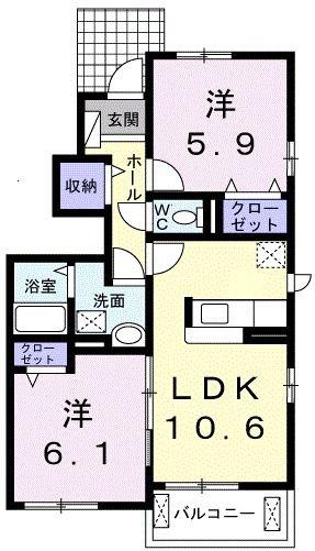アット イーズ(2LDK/1階)の間取り写真