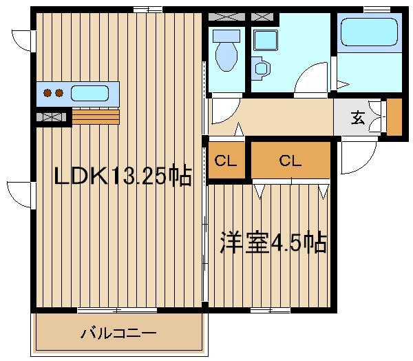 エスポワール(1LDK/2階)の間取り写真