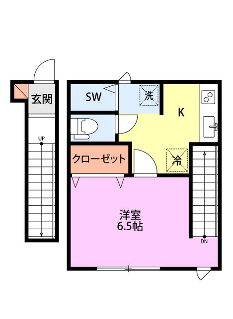 メゾンノーサイド白山駅前(1K/2階)の間取り写真