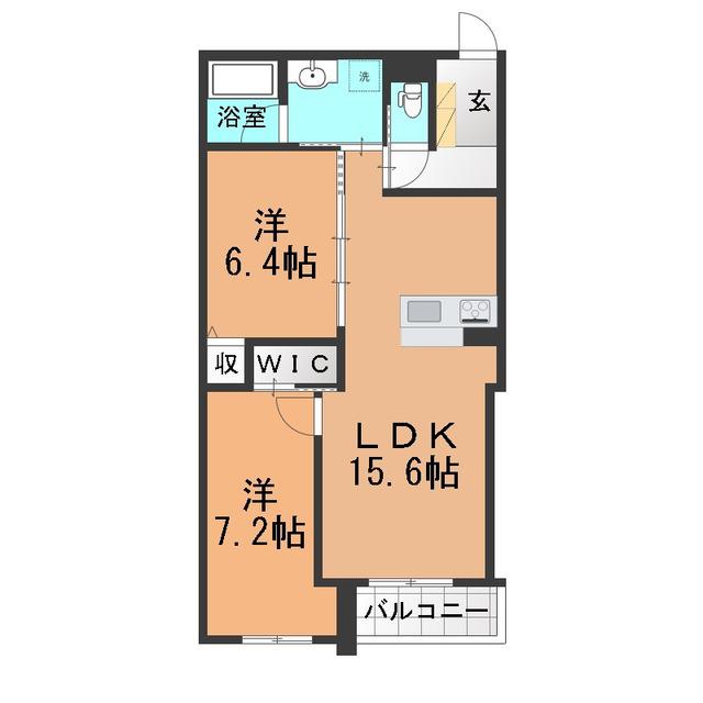 シャーメゾン妻科の杜(2LDK/3階)の間取り写真