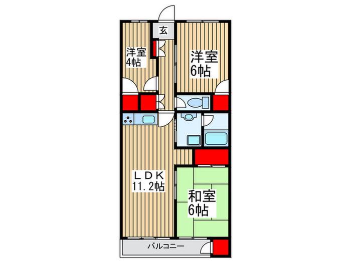 志木ファイブハイツ(3LDK/2階)の間取り写真