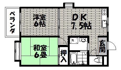 メゾン半四郎(2DK/2階)の間取り写真