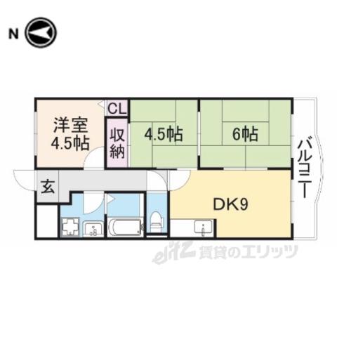 サンプラザ神楽(3LDK/4階)の間取り写真
