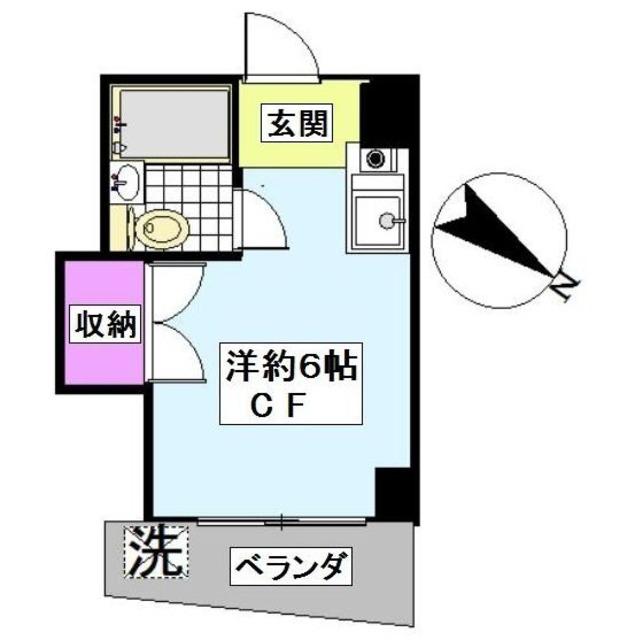 ハッピー曙(ワンルーム/2階)の間取り写真