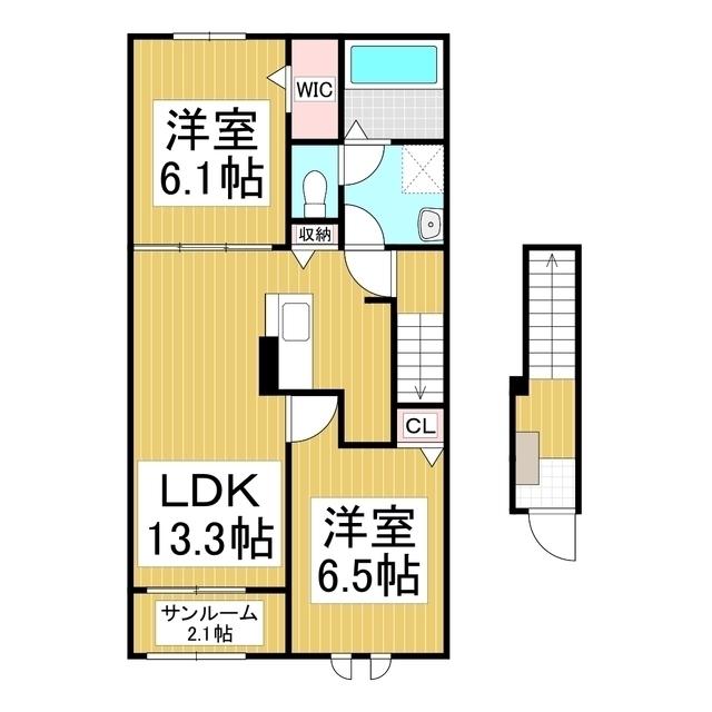 LE LIEN II(2LDK/2階)の間取り写真