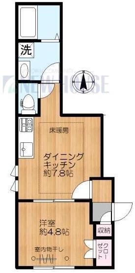 矢来町メゾン東棟(1DK/1階)の間取り写真