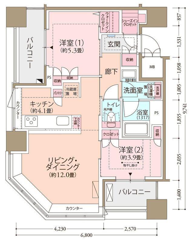 フロール横濱関内(2LDK/8階)の間取り写真