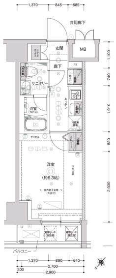 CREST TAPP SHIN YOKOHAMA(1K/4階)の間取り写真