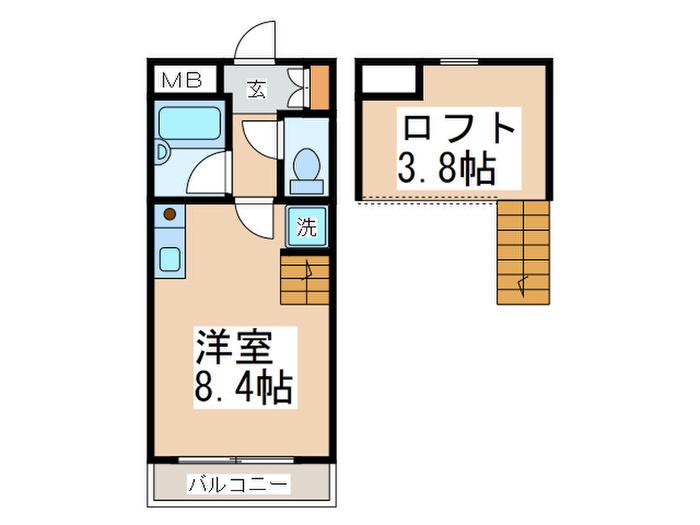 キアヌハレ(ワンルーム/2階)の間取り写真