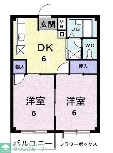 コーポラス蔵羅(2DK/2階)の間取り写真