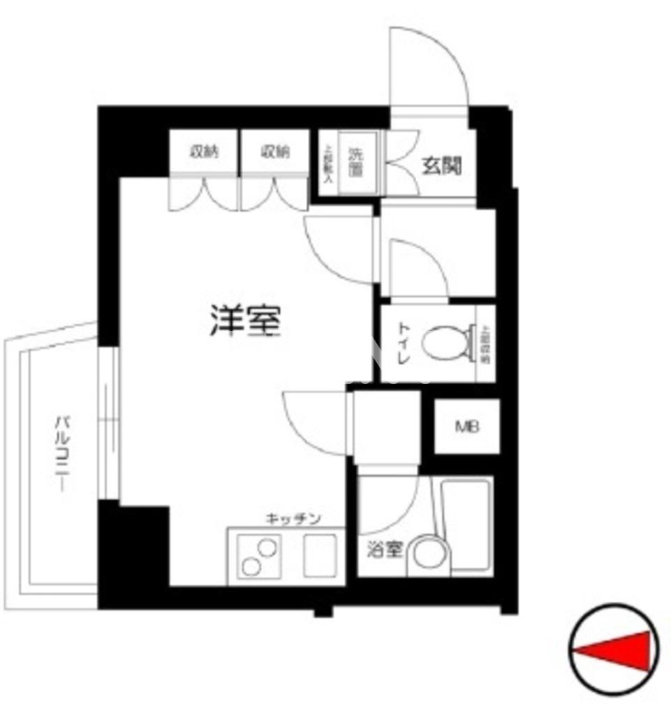 ルーブル渋谷初台弐番館(ワンルーム/1階)の間取り写真