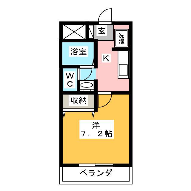 プラムV1(1K/1階)の間取り写真