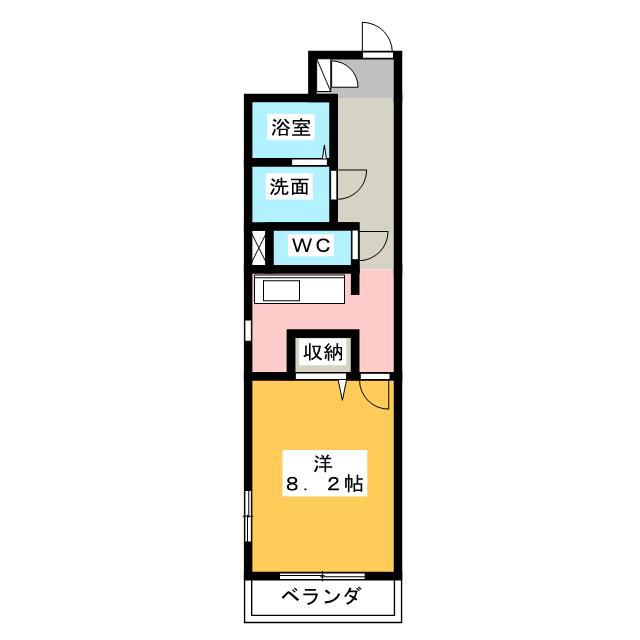 ラフィネ上浜(1K/2階)の間取り写真