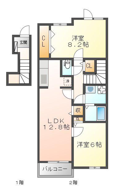 バルサミーナ(2LDK/2階)の間取り写真