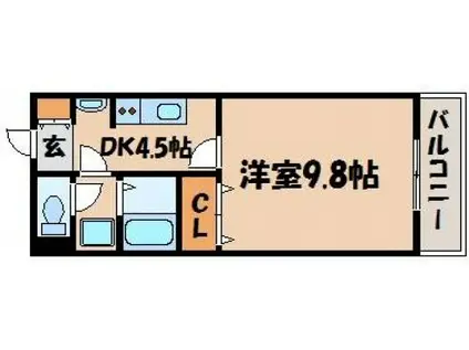 コーポ上瀬野(1DK/2階)の間取り写真