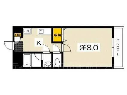 ディアフリューゲル(1K/3階)の間取り写真