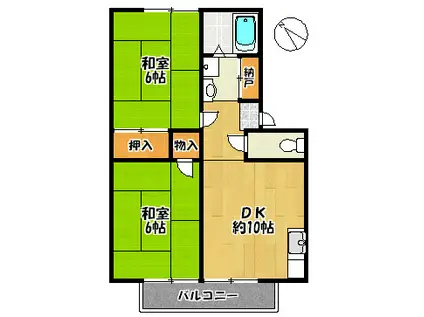 メゾン藤原台(2DK/2階)の間取り写真