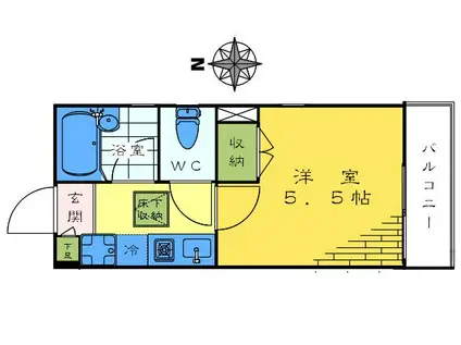 シャンティブロッサム(1K/1階)の間取り写真