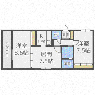 ヴィラ新琴似(2LDK/2階)の間取り写真