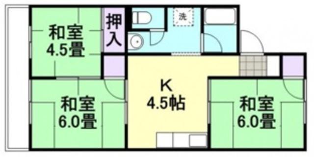 コーポ田加屋B棟(3K/1階)の間取り写真