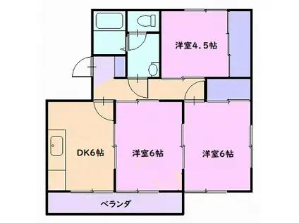 根道ヶ丘コーポラス(3DK/2階)の間取り写真