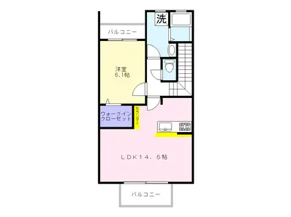 サンストリーム(1LDK/2階)の間取り写真