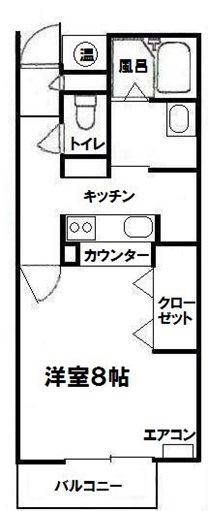 メープルあや 208(1K/2階)の間取り写真