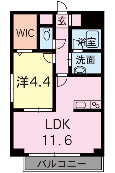 ドルチェ新町(1LDK/2階)の間取り写真