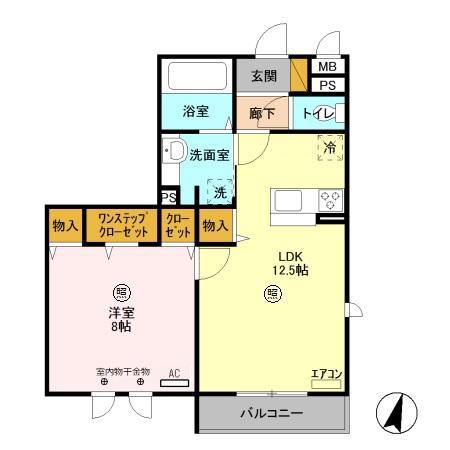 ロイジェントパークスレイクタウンH(1LDK/3階)の間取り写真