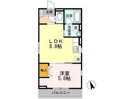 フロール山王(1LDK/2階)の間取り写真