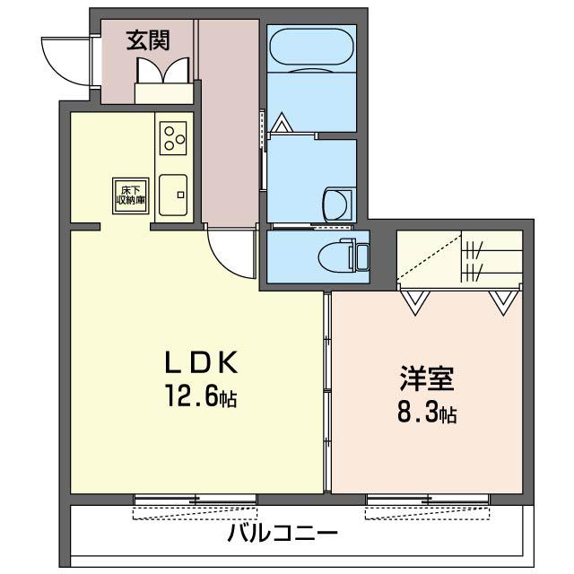 積水ハウス シャーメゾン成華(1LDK/1階)の間取り写真