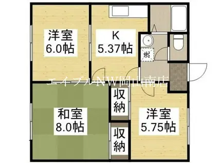 エンジェルパレスII(3DK/1階)の間取り写真