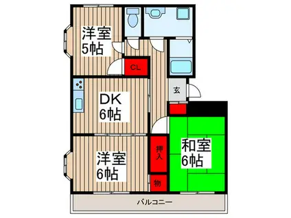 サンライズ根岸台(3DK/3階)の間取り写真