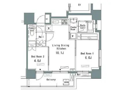PARLAXIS仲御徒町(2LDK/6階)の間取り写真