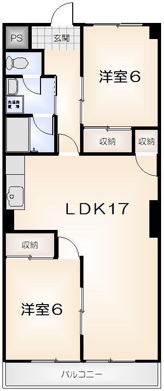 オリエンタルハイツ(2LDK/1階)の間取り写真