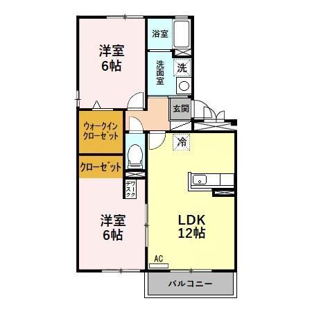 ルミエールA(2LDK/2階)の間取り写真