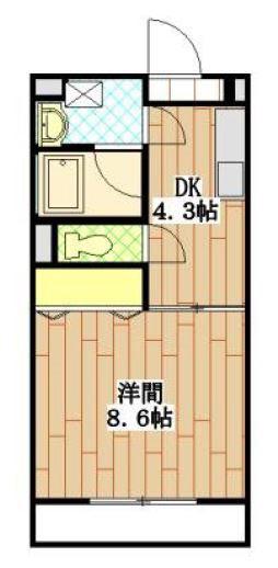 アルメリア(1DK/2階)の間取り写真
