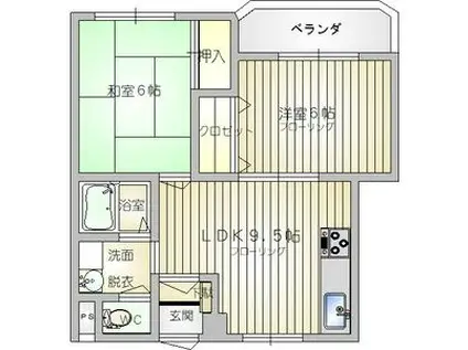 水上マンション(2LDK/3階)の間取り写真