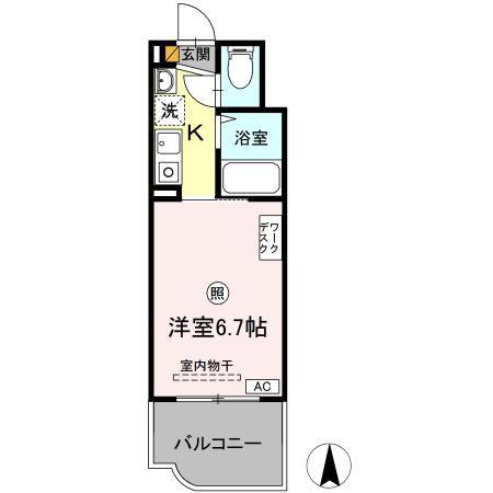 パティオ坂巻(1K/2階)の間取り写真