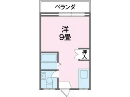 みどり荘(ワンルーム/2階)の間取り写真