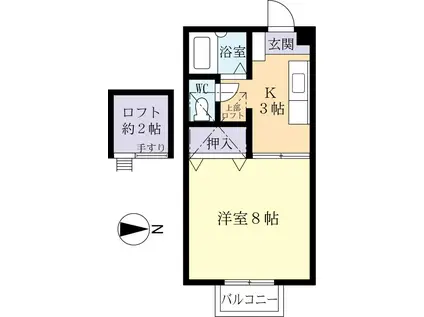 サラダデイズ荘I(1K/2階)の間取り写真