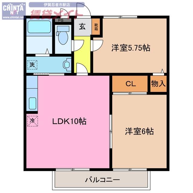 パラストYI(2LDK/1階)の間取り写真