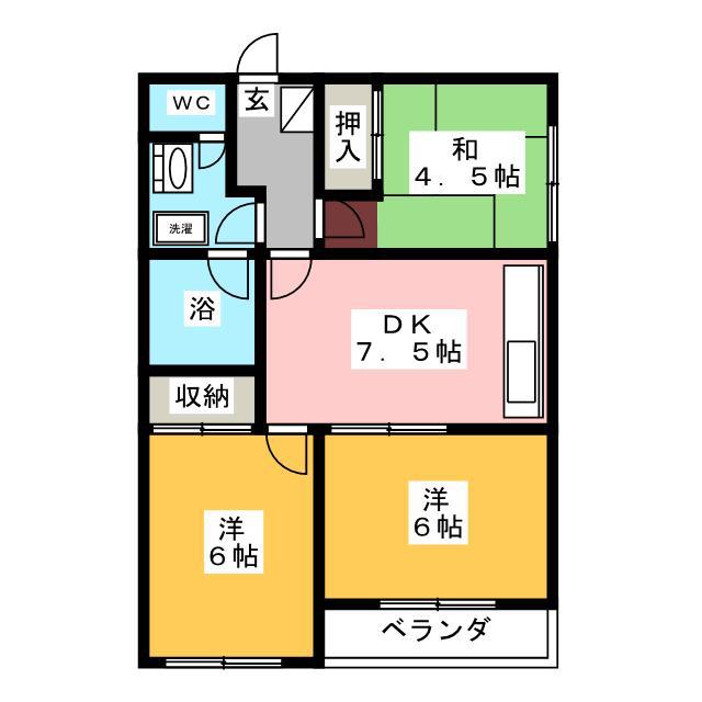 不二ハイツ(3DK/2階)の間取り写真
